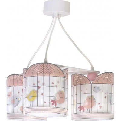 Lámpara infantil 60W Forma Cilíndrica 34×32 cm. Triple foco con dibujos de pájaros Comedor, dormitorio y vestíbulo. Estilo moderno. Aluminio y PMMA. Color blanco