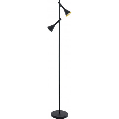 126,95 € Free Shipping | Floor lamp Eglo 5W 3000K Warm light. Conical Shape 145×25 cm. Double adjustable LED spotlight Living room, bedroom and lobby. Modern Style. Steel. Black Color