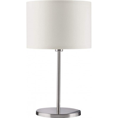 Lámpara de sobremesa 40W Forma Cilíndrica 45×25 cm. Salón, dormitorio y zona de niños. Estilo clásico. Metal y Textil. Color blanco