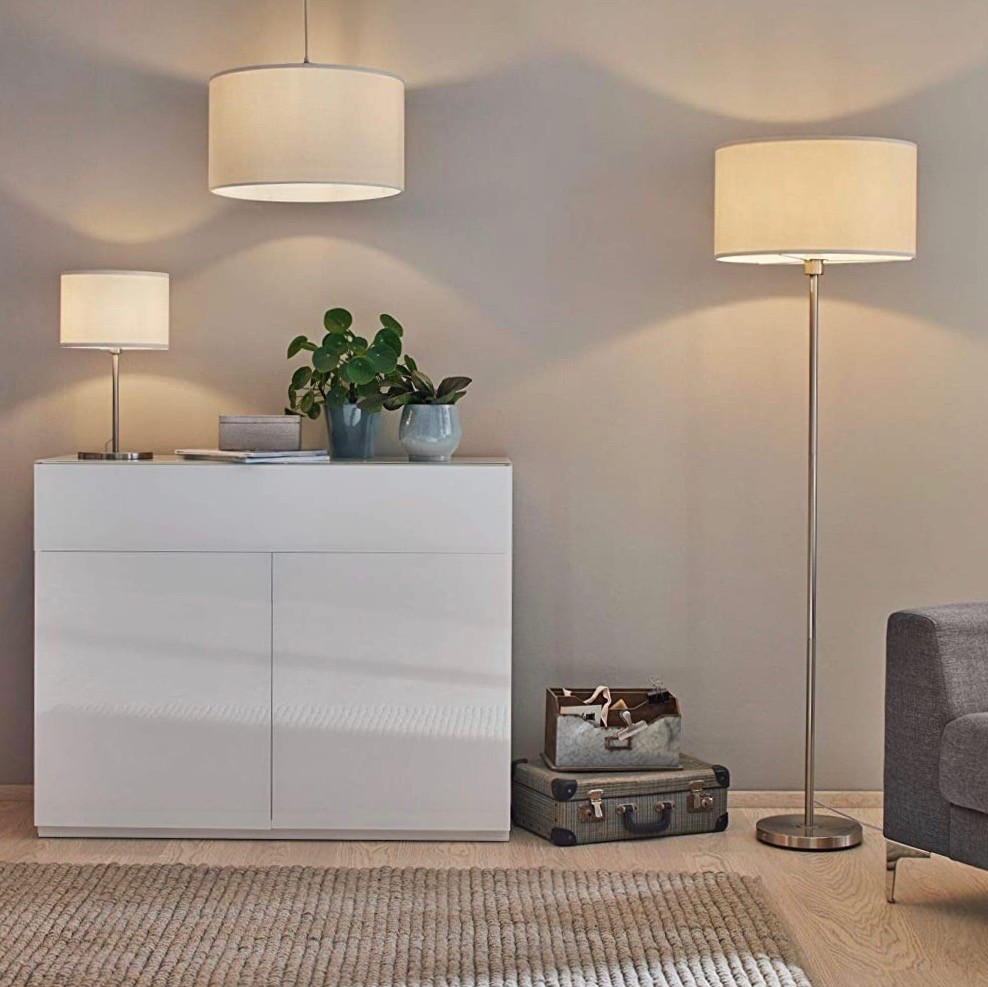 72,95 € Envoi gratuit | Lampe de table 40W 45×25 cm. Métal et textile. Couleur blanc
