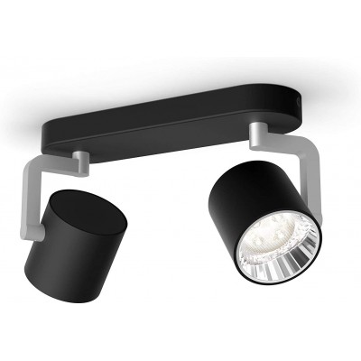 111,95 € Envío gratis | Foco para interior Philips 4W Forma Cilíndrica 3×2 cm. Doble foco LED orientable con interruptor Comedor, dormitorio y vestíbulo. Metal. Color negro
