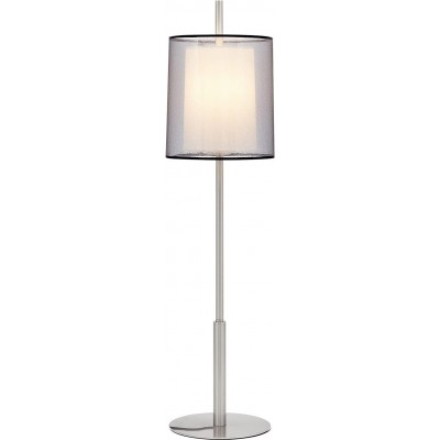 Lâmpada de mesa 40W Forma Cilíndrica Ø 20 cm. Sala de estar, sala de jantar e quarto. Estilo clássico. Aço, Madeira e Têxtil