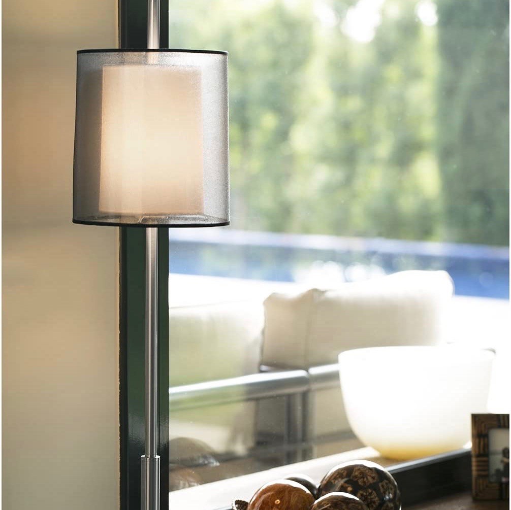 95,95 € Envio grátis | Lâmpada de mesa 40W Ø 20 cm. Aço, madeira e têxtil
