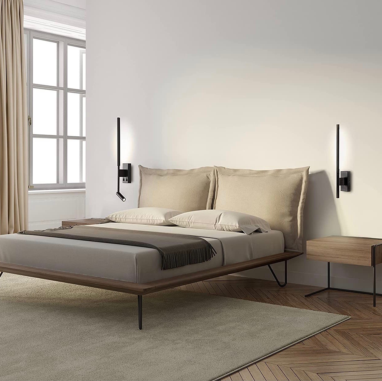 132,95 € Бесплатная доставка | Настенный светильник для дома 55×17 cm. 2 точки света Акрил. Чернить Цвет