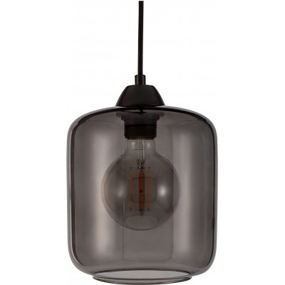Lampe à suspension 20W Façonner Cylindrique 24×18 cm. Salle, salle à manger et chambre. Style moderne. Cristal, Métal et Verre. Couleur gris