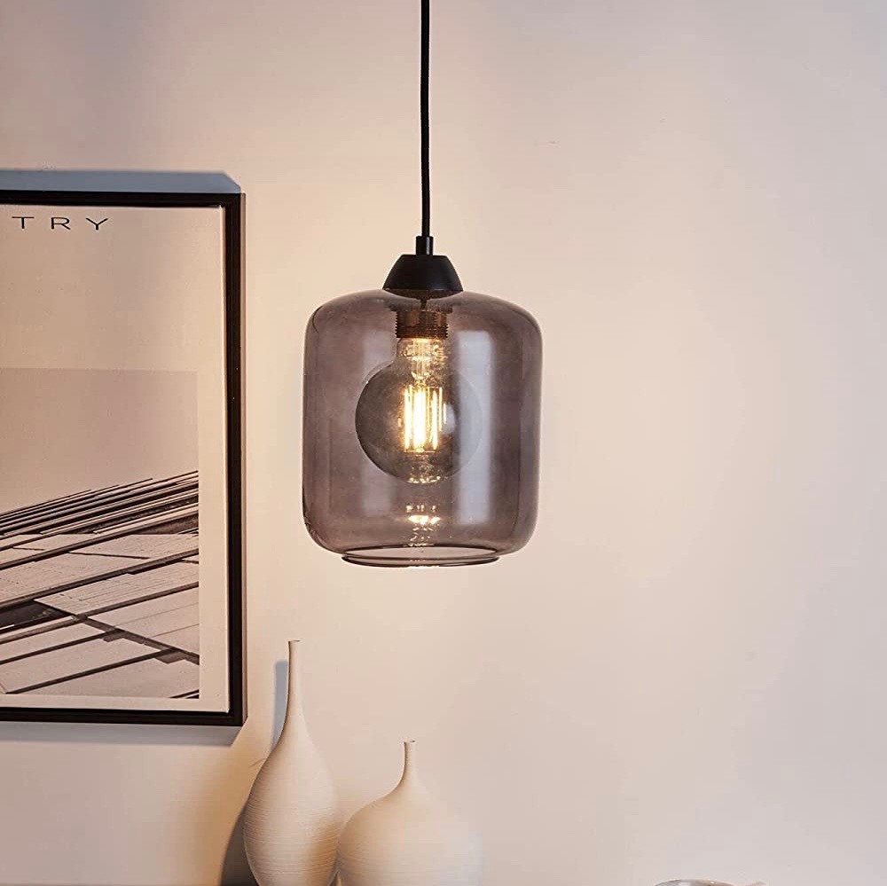 81,95 € Free Shipping | Hanging lamp 20W 24×18 cm. Crystal, metal casting and glass. Gray Color
