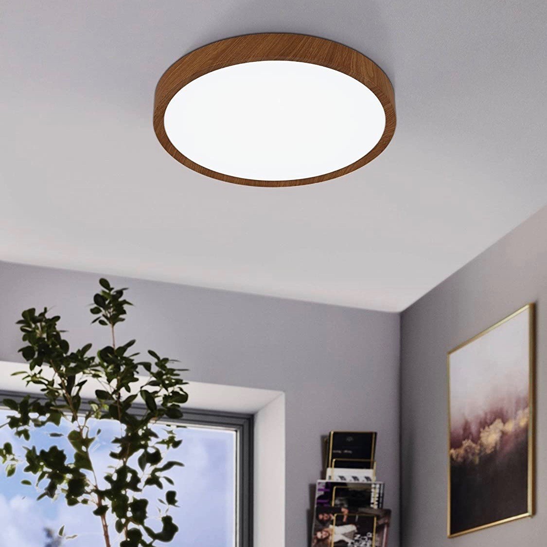 89,95 € Envio grátis | Luz de teto interna Eglo 33W Ø 44 cm. Aço e pmma. Cor castanho
