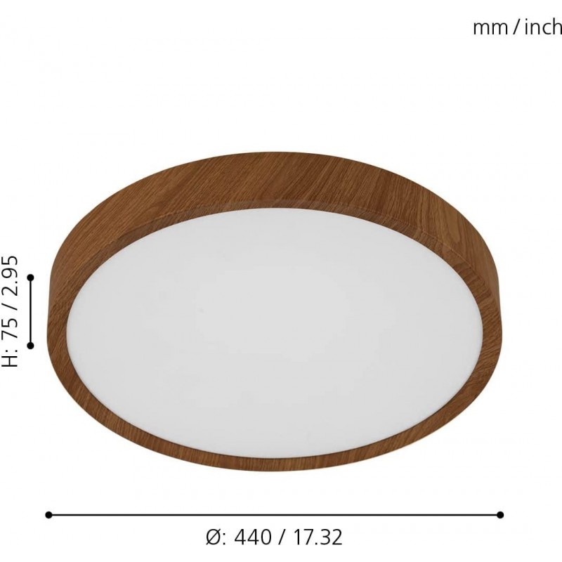 94,95 € Free Shipping | Indoor ceiling light Eglo 33W Round Shape Ø 44 cm. Living room, bedroom and lobby. Modern Style. Steel and PMMA. Brown Color