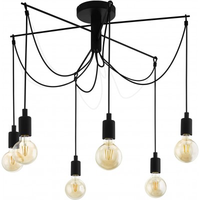 Lámpara de araña Eglo 85×79 cm. 6 focos Salón, comedor y dormitorio. Estilo industrial. Acero. Color negro