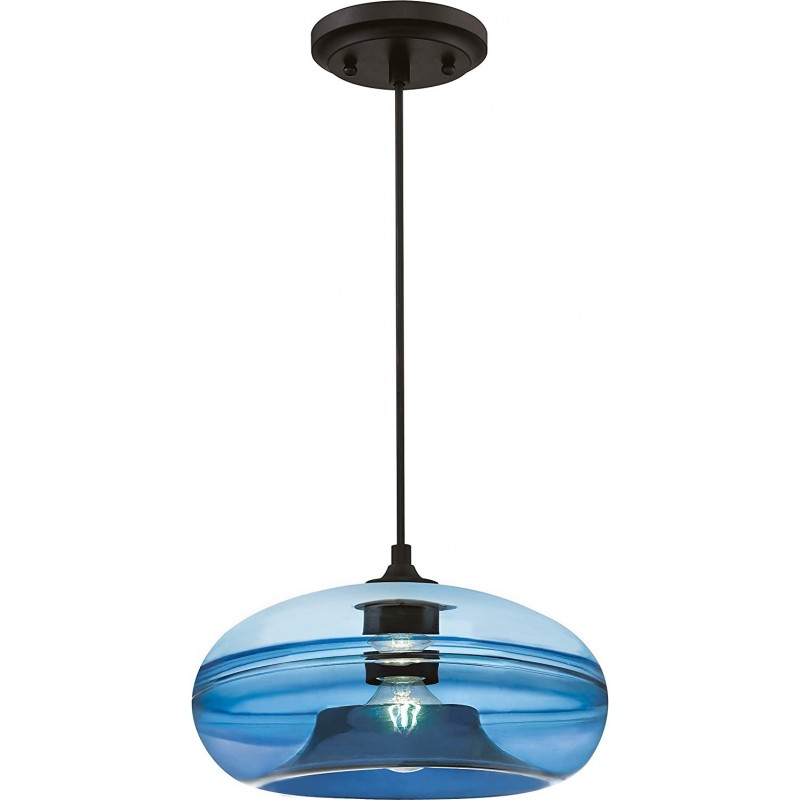 88,95 € Free Shipping | Hanging lamp 60W Round Shape 160×160 cm. Living room, dining room and bedroom. Metal casting. Blue Color