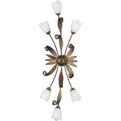 Lámpara de techo 6W 110×40 cm. 6 puntos de luz. Diseño de flores Salón, comedor y dormitorio. Estilo moderno. Cristal, Metal y Vidrio. Color marrón