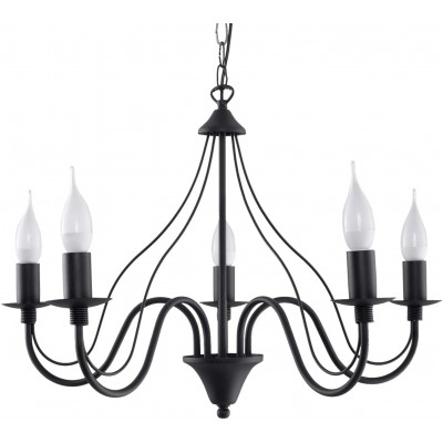 94,95 € Free Shipping | Chandelier 40W 80×60 cm. 7 spotlights Living room, dining room and lobby. Modern Style. Steel. Black Color