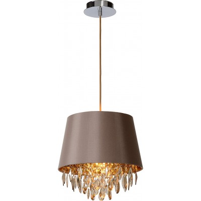 Lámpara colgante 24W Forma Cilíndrica Ø 30 cm. Salón, comedor y dormitorio. Estilo moderno. Acrílico y Metal. Color marrón