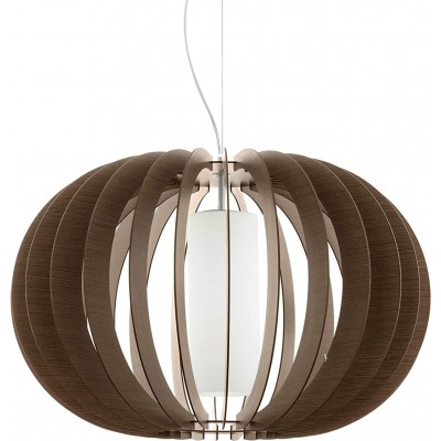 Hanging lamp Eglo 60W 70×20 cm. Steel, crystal and wood. Nickel Color
