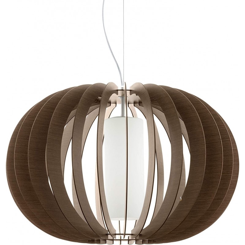 123,95 € Free Shipping | Hanging lamp Eglo 60W 70×20 cm. Steel, crystal and wood. Nickel Color