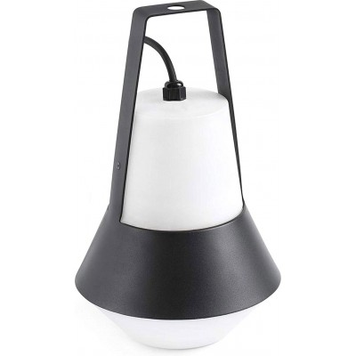 Lampe de table 20W Façonner Cylindrique Conduit portatif Salle, salle à manger et chambre. Aluminium et Polycarbonate. Couleur noir