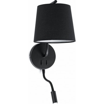 102,95 € Free Shipping | Indoor wall light 15W Cylindrical Shape Ø 29 cm. Auxiliary lamp for reading Living room, dining room and lobby. Classic Style. Aluminum, Metal casting and Textile. Black Color