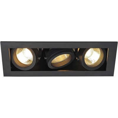 102,95 € Free Shipping | Recessed lighting 50W Rectangular Shape 21×15 cm. Triple adjustable LED spotlight Living room, dining room and bedroom. Modern Style. Steel and Aluminum. Black Color