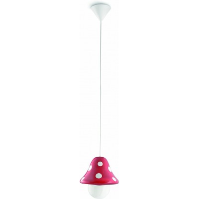 Lámpara colgante Philips 40W 2700K Luz muy cálida. Forma Cónica 150×20 cm. Diseño en forma de seta Zona de niños. Metal. Color rojo