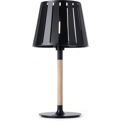 Lámpara de sobremesa 60W Forma Cónica 43×21 cm. Salón, dormitorio y vestíbulo. Estilo clásico. Aluminio y Metal. Color negro