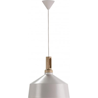 Lampada a sospensione Forma Rotonda 44×43 cm. Soggiorno, sala da pranzo e atrio. Metallo e Legna. Colore bianca