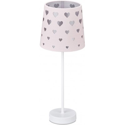 Kids lamp 40W Cylindrical Shape 43×16 cm. Tulip Living room, dining room and bedroom. Metal casting and Textile. White Color