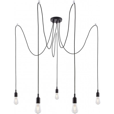 Lámpara de araña 100W 200×15 cm. 5 puntos de luz Salón, comedor y dormitorio. Metal. Color negro