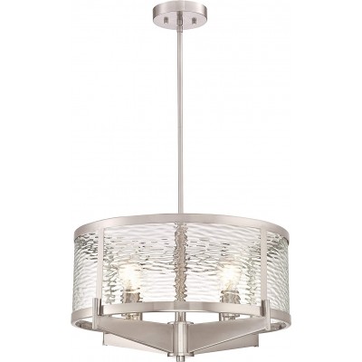 Lámpara colgante 60W Forma Cilíndrica 100×87 cm. Salón, comedor y dormitorio. Metal y Vidrio. Color níquel