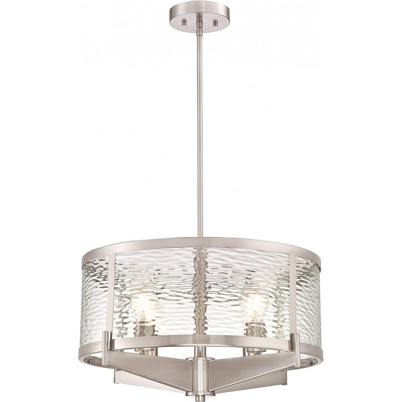 117,95 € Free Shipping | Hanging lamp 60W Cylindrical Shape 100×87 cm. Living room, dining room and bedroom. Metal casting and Glass. Nickel Color