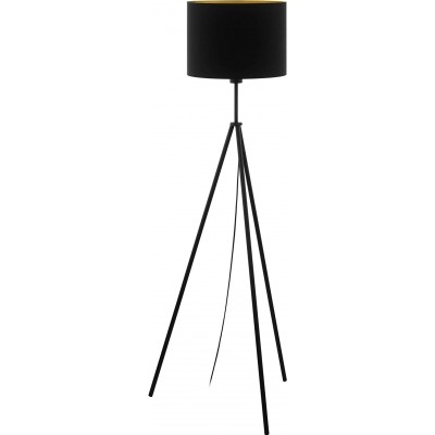 88,95 € Free Shipping | Floor lamp Eglo Cylindrical Shape 144×34 cm. Placed on tripod. foot switch Living room, dining room and lobby. Modern Style. Steel and Textile. Black Color