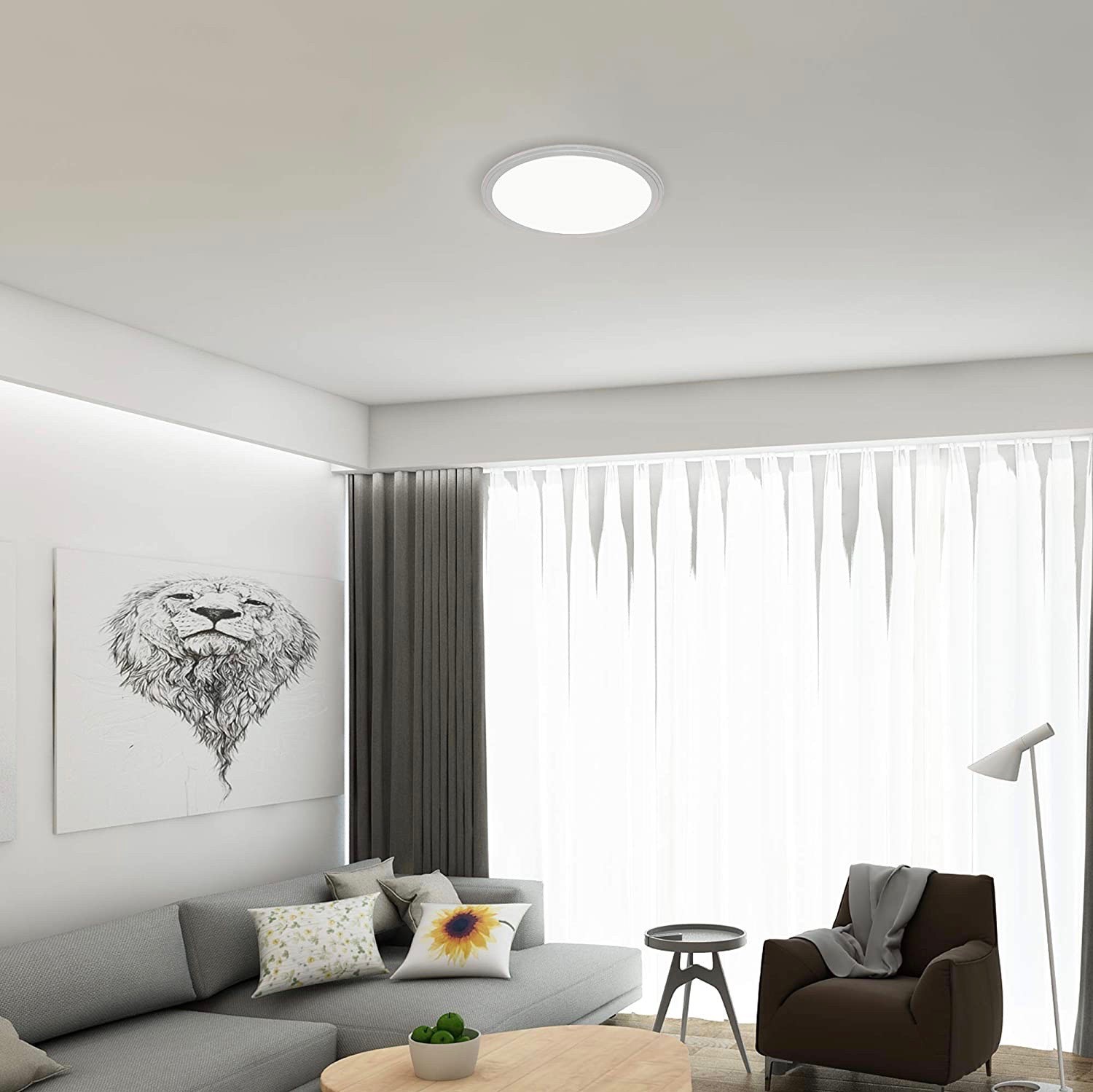 126,95 € Kostenloser Versand | LED-Panel LED Ø 40 cm. LED mit einstellbarer Farbtemperatur. Nachtlicht Pmma und metall. Silber Farbe