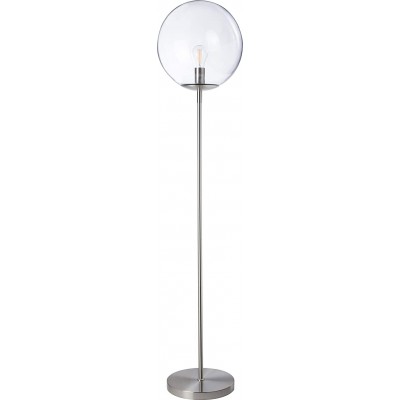 Lámpara de pie 40W Forma Esférica Ø 35 cm. Salón, comedor y dormitorio. Estilo diseño. Cristal y Metal. Color plata