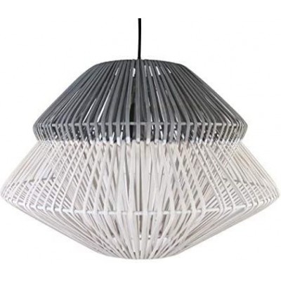 Hanging lamp 40W Spherical Shape 40×40 cm. Living room, dining room and bedroom. Nordic Style. Metal casting and Rattan. Gray Color