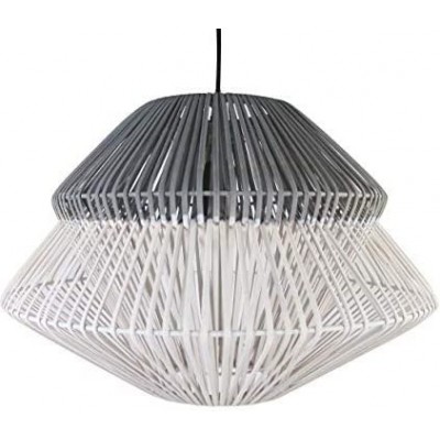 79,95 € Spedizione Gratuita | Lampada a sospensione 40W 40×40 cm. Metallo e rattan. Colore grigio