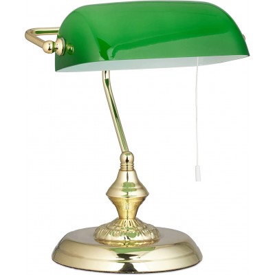 Lampada da scrivania 60W Forma Rotonda 31×23 cm. Regolabile Sala da pranzo, camera da letto e atrio. Stile vintage. Cristallo e Metallo. Colore verde