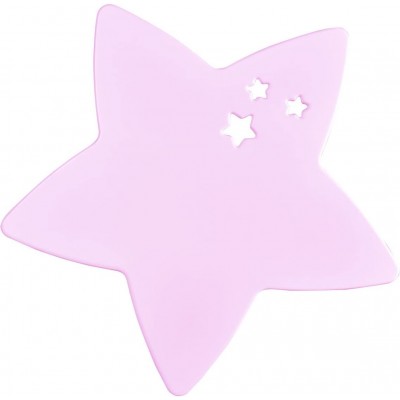 Lâmpada infantil 47×47 cm. Design em forma de estrela Metais e madeira. Cor rosa