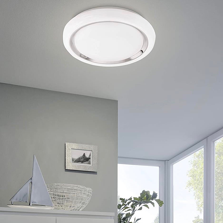 91,95 € Envoi gratuit | Plafonnier intérieur Eglo 17W 2700K Lumière très chaude. Ø 34 cm. Contrôle avec l'application Smartphone Acier et pmma. Couleur blanc