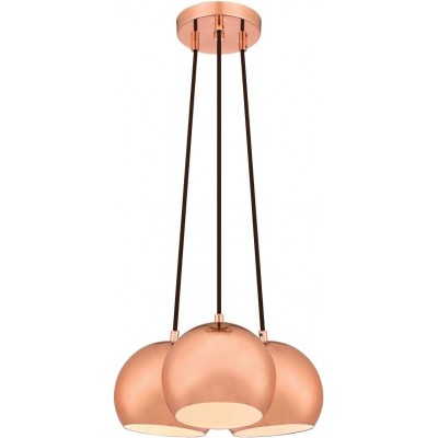 Hanging lamp 60W Spherical Shape 148×40 cm. 3 points of light Living room, dining room and lobby. Steel and Metal casting. Copper Color
