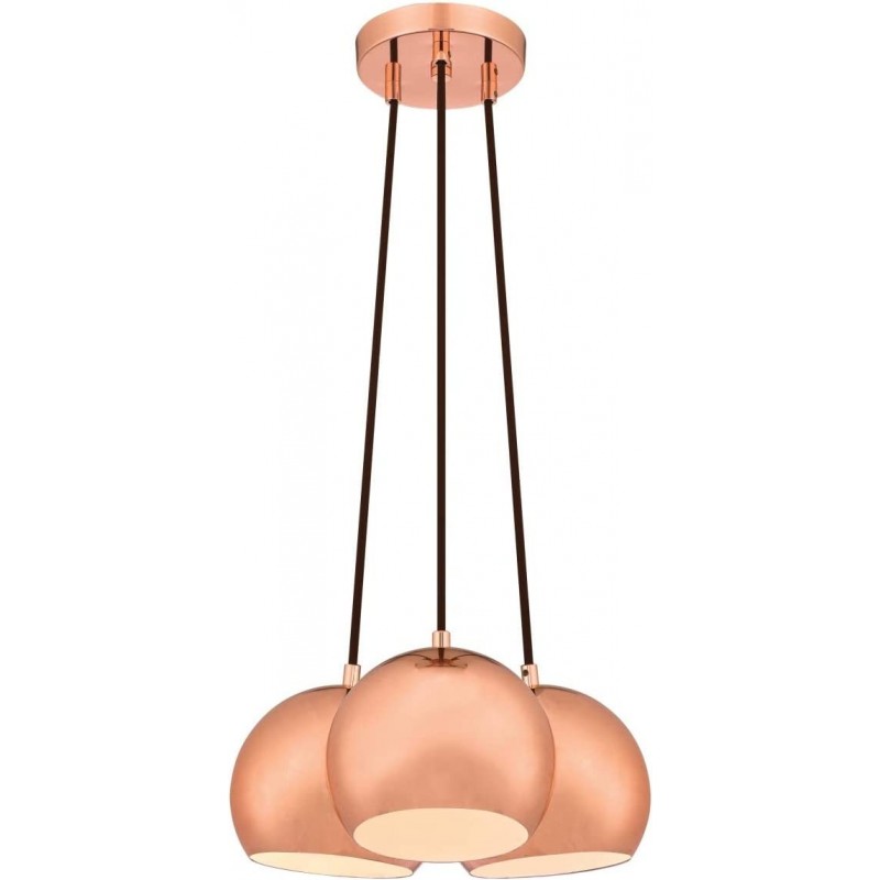 104,95 € Free Shipping | Hanging lamp 60W Spherical Shape 148×40 cm. 3 points of light Living room, dining room and lobby. Steel and Metal casting. Copper Color