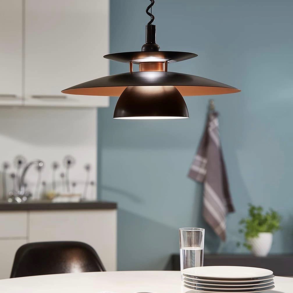 107,95 € Бесплатная доставка | Подвесной светильник Eglo 60W 110 cm. Пмма. Чернить Цвет
