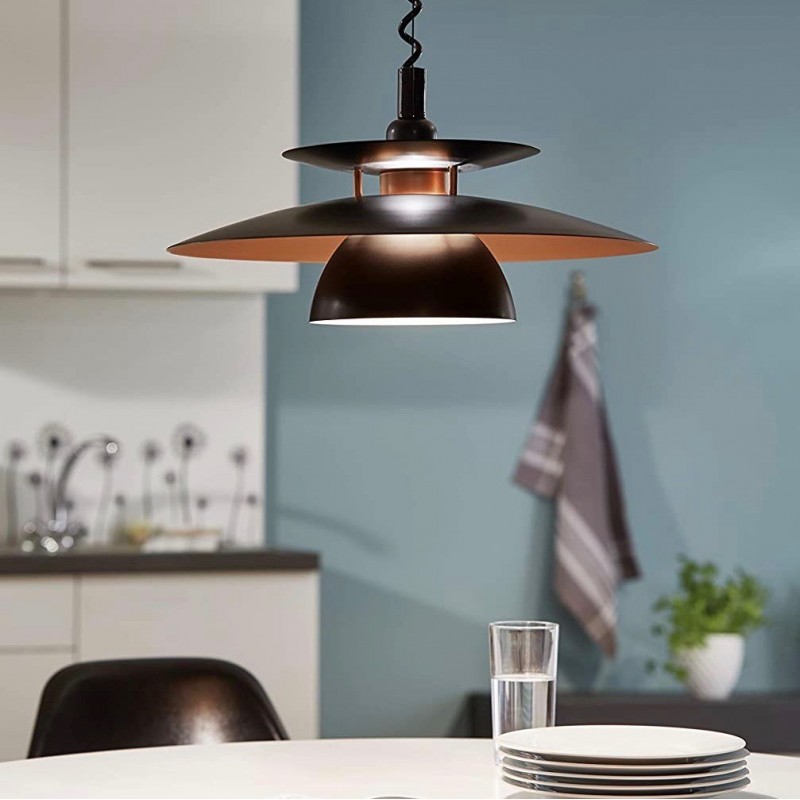 112,95 € Free Shipping | Hanging lamp Eglo 60W Round Shape 110 cm. Living room, dining room and bedroom. Modern Style. PMMA. Black Color