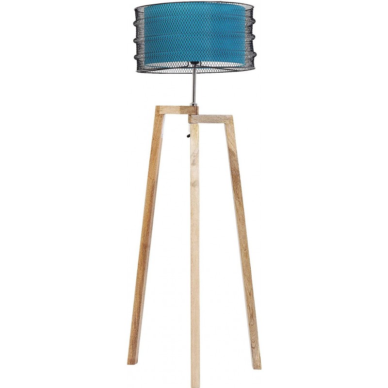 101,95 € Free Shipping | Floor lamp 60W Cylindrical Shape 160×60 cm. Clamping tripod Living room, bedroom and lobby. Modern Style. Steel and Wood. Blue Color