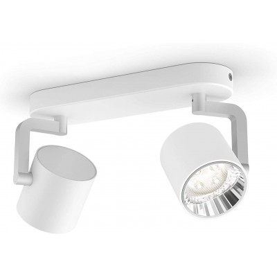 屋内スポットライト Philips 4W 円筒形 形状 3×2 cm. ダブル調整可能および調整可能な LED スポットライト リビングルーム, ダイニングルーム そして ロビー. 金属. 白い カラー