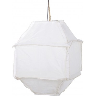 Hanging lamp 40×40 cm. Living room, kitchen and dining room. Modern Style. Metal casting and Textile. White Color