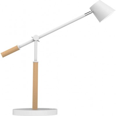 Lámpara de escritorio Forma Cónica 56×26 cm. LED regulable. Cargador USB Salón, comedor y vestíbulo. Madera. Color blanco