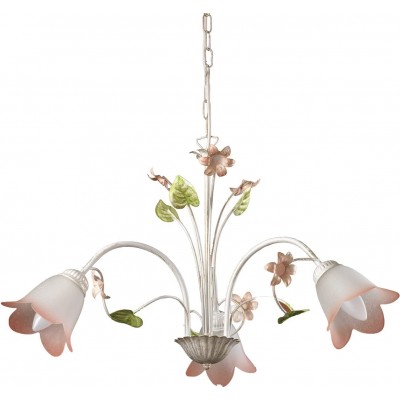 105,95 € Envío gratis | Lámpara de araña 100×60 cm. Triple foco con diseño floral Comedor, dormitorio y vestíbulo. Cristal