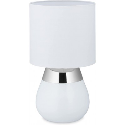 111,95 € Free Shipping | Table lamp 40W Cylindrical Shape 33×18 cm. Tactile Living room, dining room and lobby. Modern Style. PMMA and Textile. White Color
