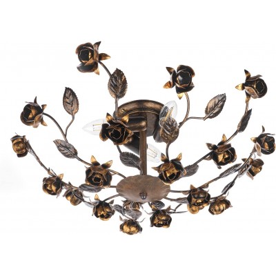 Deckenlampe 55×55 cm. Blumendesign Esszimmer, schlafzimmer und empfangshalle. Metall. Braun Farbe