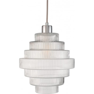 Lâmpada pendurada 20W 25×24 cm. Cristal e metais. Cor cromado