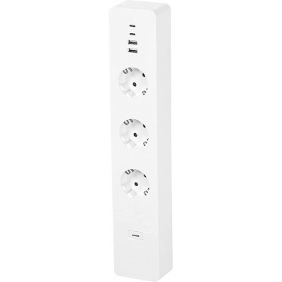 76,95 € Free Shipping | Lighting fixtures Rectangular Shape 35×7 cm. Power strip with triple protection. USB connection. Control with Smartphone APP. Alexa and Google Home Living room, bedroom and lobby. White Color